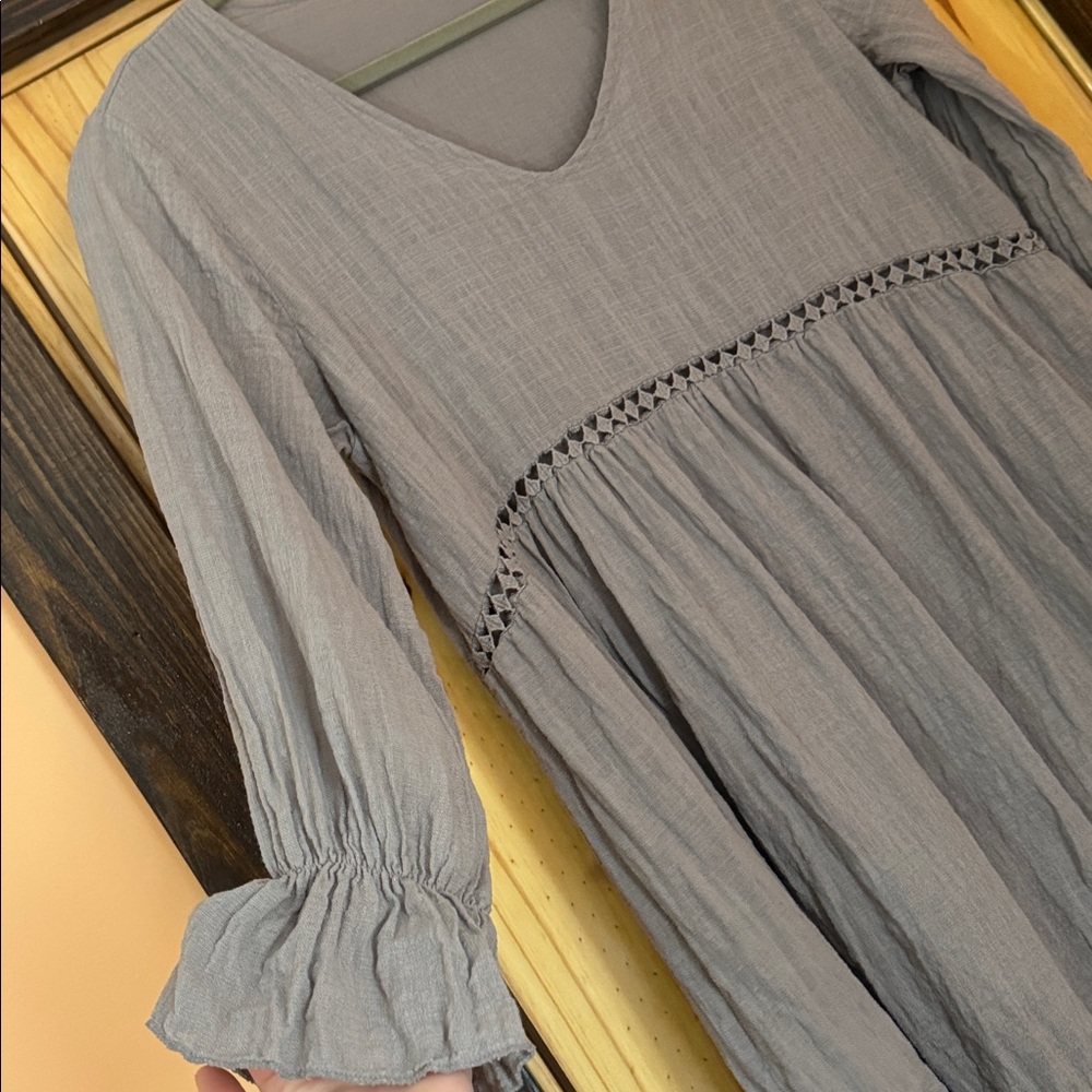 Vanessa zani mocha v neck dress medium - Picture 3 of 6